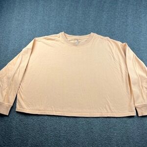 Calvin Klein Performance Women's XXL Peach Logo Tape Sleeve Top Long Sleeve Boxy